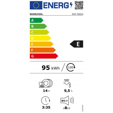 Whirlpool W2F HD624 Ελεύθερο Πλυντήριο Πιάτων για 14 Σερβίτσια Π60xY85εκ. Λευκό